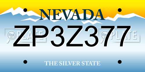 ZP3Z377 Nevada License Plate