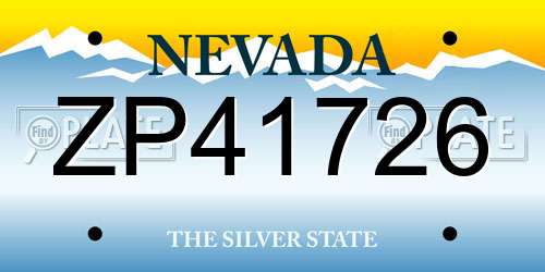 ZP41726 Nevada License Plate