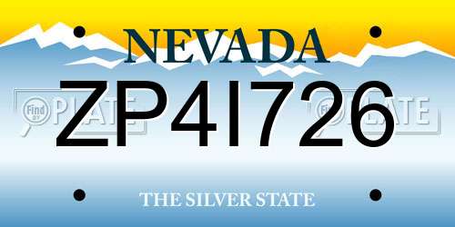 ZP4I726 Nevada License Plate