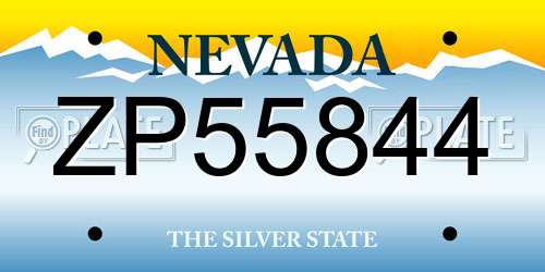 ZP55844 Nevada License Plate