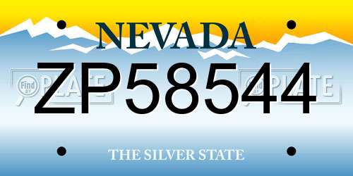 ZP58544 Nevada License Plate