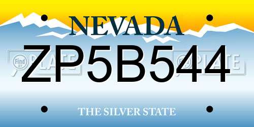 ZP5B544 Nevada License Plate