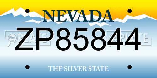 ZP85844 Nevada License Plate