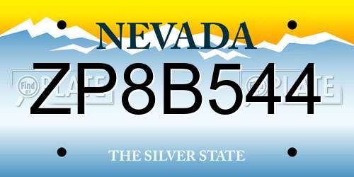 ZP8B544 Nevada License Plate