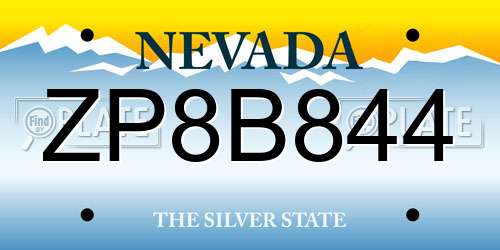 ZP8B844 Nevada License Plate