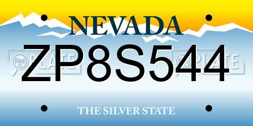 ZP8S544 Nevada License Plate