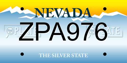 ZPA976 Nevada License Plate