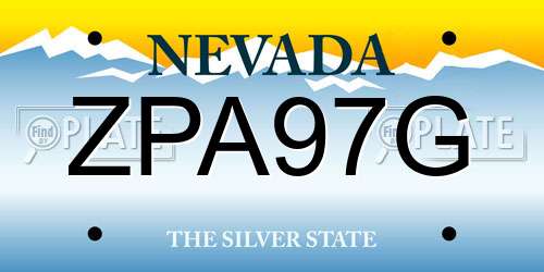 ZPA97G Nevada License Plate