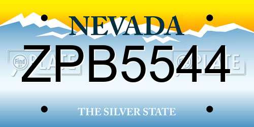 ZPB5544 Nevada License Plate