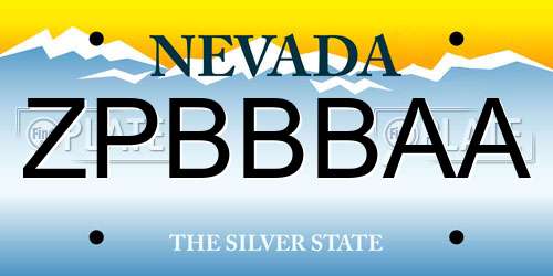 ZPBBBAA Nevada License Plate