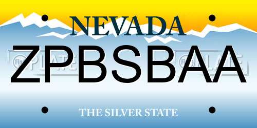 ZPBSBAA Nevada License Plate