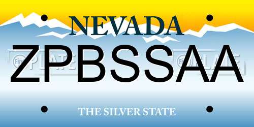 ZPBSSAA Nevada License Plate