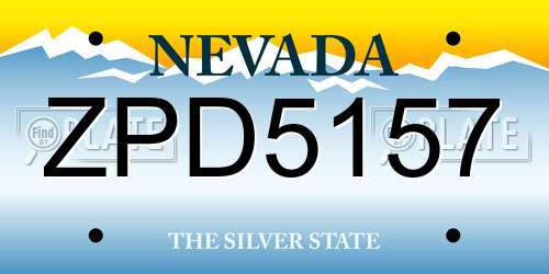ZPD5157 Nevada License Plate