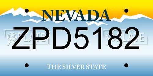 ZPD5182 Nevada License Plate