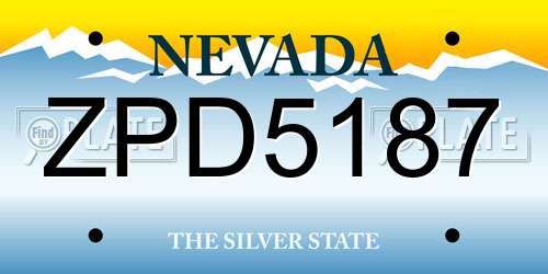 ZPD5187 Nevada License Plate