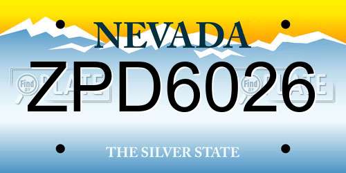 ZPD6026 Nevada License Plate