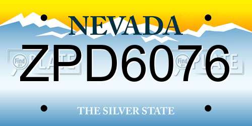 ZPD6076 Nevada License Plate
