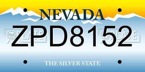 ZPD8152 Nevada License Plate