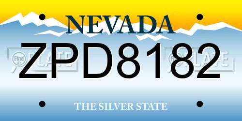 ZPD8182 Nevada License Plate