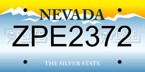 ZPE2372 Nevada License Plate