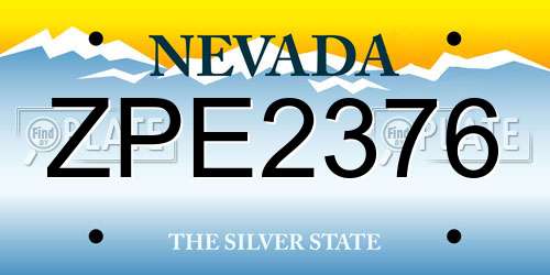 ZPE2376 Nevada License Plate