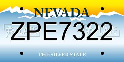 ZPE7322 Nevada License Plate