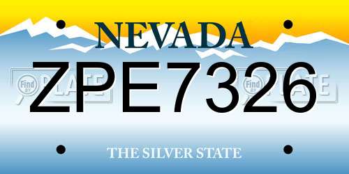ZPE7326 Nevada License Plate