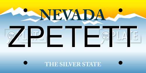 ZPETETT Nevada License Plate