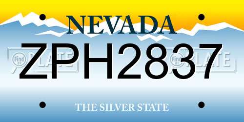 ZPH2837 Nevada License Plate