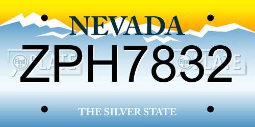 ZPH7832 Nevada License Plate
