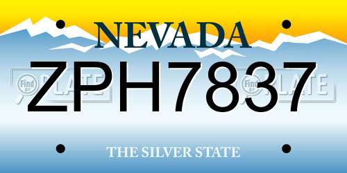 ZPH7837 Nevada License Plate