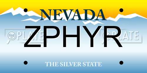 ZPHYR Nevada License Plate