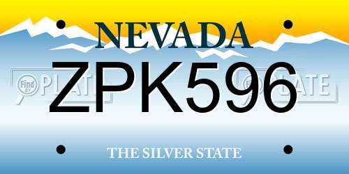 ZPK596 Nevada License Plate