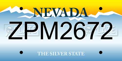 ZPM2672 Nevada License Plate