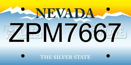 ZPM7667 Nevada License Plate