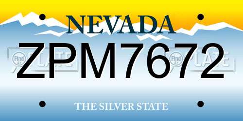 ZPM7672 Nevada License Plate