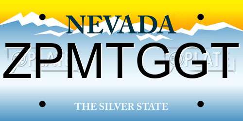 ZPMTGGT Nevada License Plate