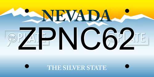 ZPNC62 Nevada License Plate