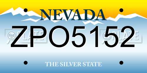 ZPO5152 Nevada License Plate