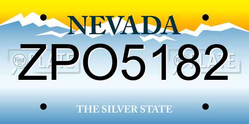 ZPO5182 Nevada License Plate