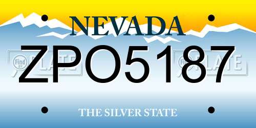 ZPO5187 Nevada License Plate