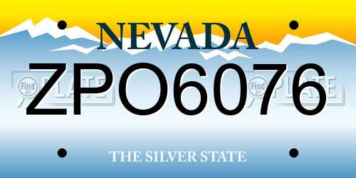 ZPO6076 Nevada License Plate
