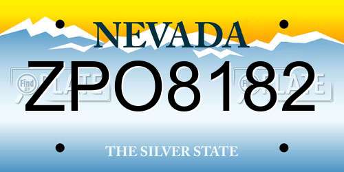 ZPO8182 Nevada License Plate