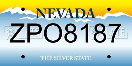 ZPO8187 Nevada License Plate