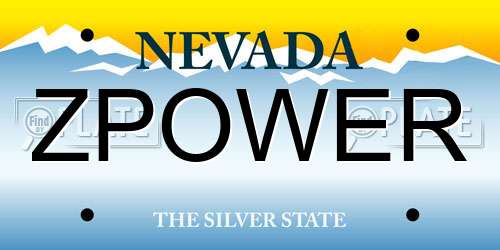 ZPOWER Nevada License Plate