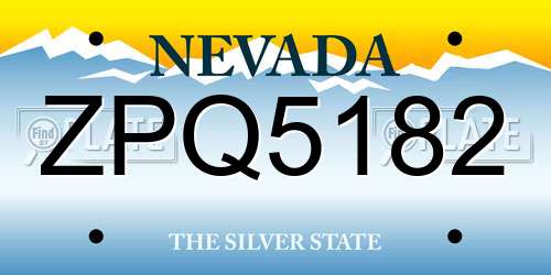 ZPQ5182 Nevada License Plate