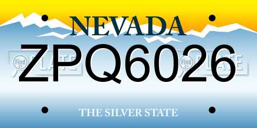 ZPQ6026 Nevada License Plate