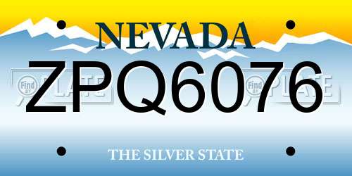 ZPQ6076 Nevada License Plate