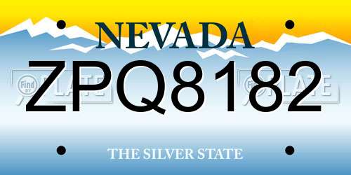 ZPQ8182 Nevada License Plate