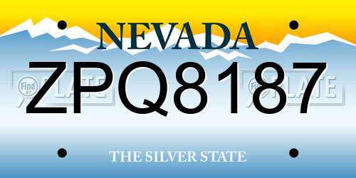 ZPQ8187 Nevada License Plate